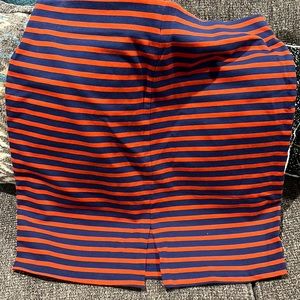 Red and blue striped spandex skirt.